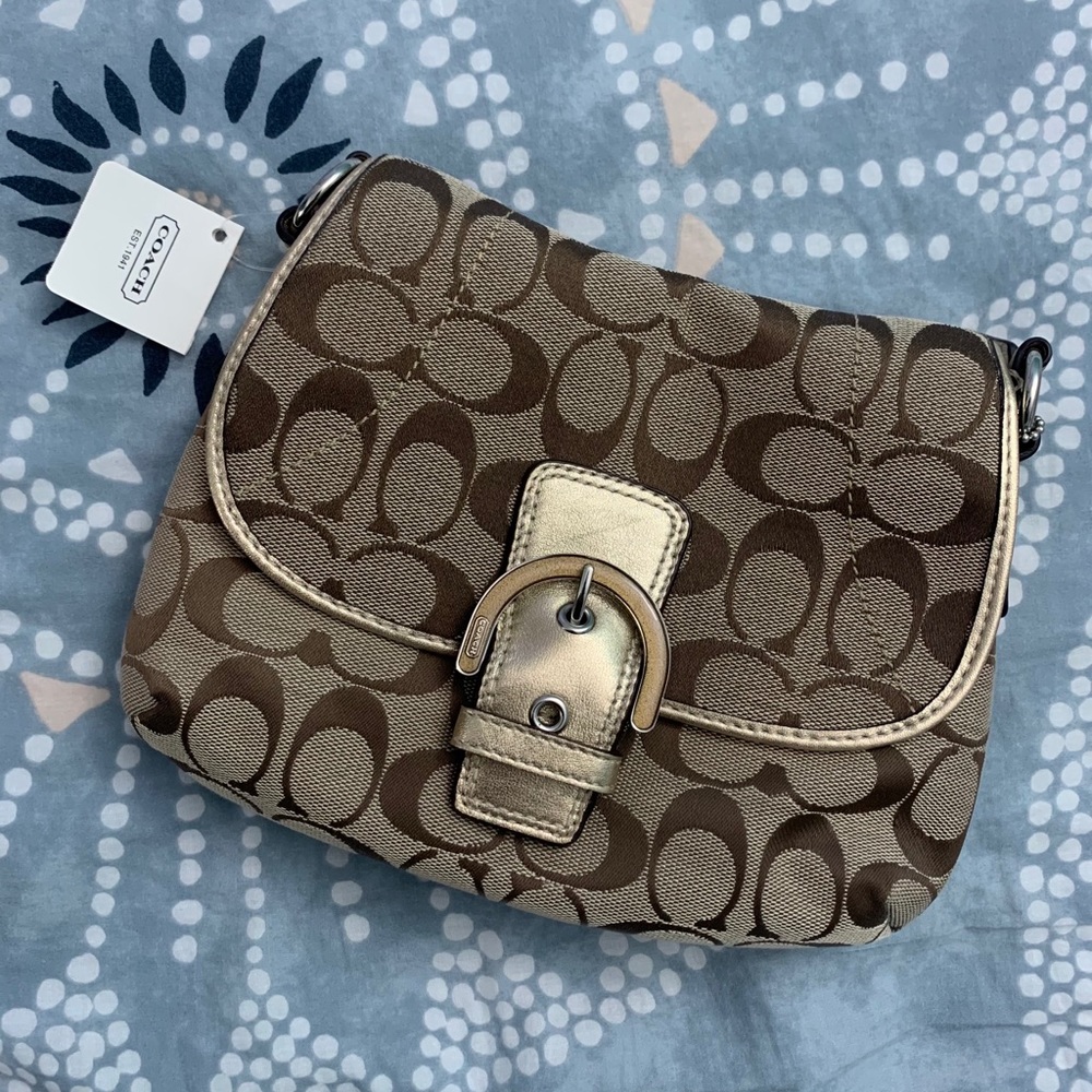 NWT Coach Gold/Khaki soho bag w/crossbody strap
